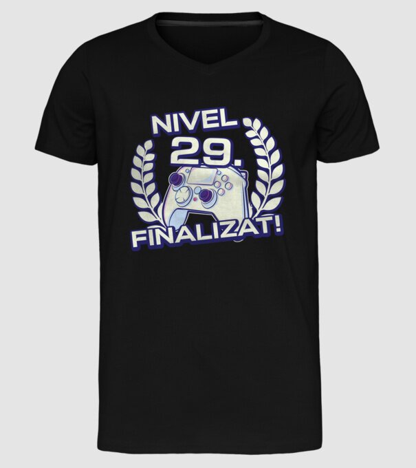 Nivel 29 finalizat! model negru pe tricou