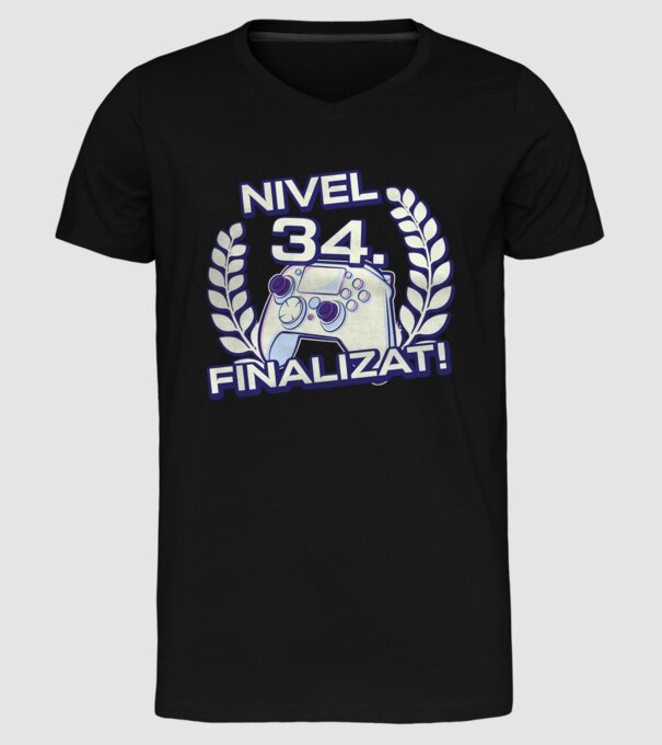Nivel 34 finalizat! model negru pe tricou