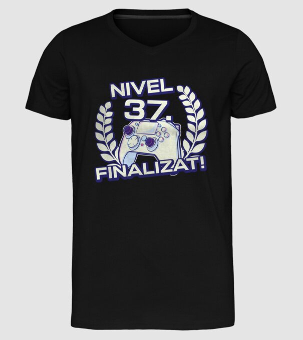 Nivel 37 finalizat! model negru pe tricou