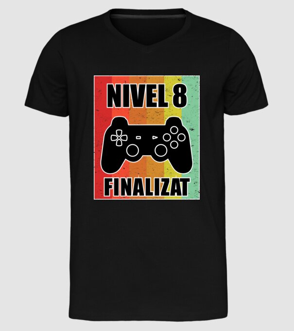 Nivel 8 finalizat model negru pe tricou