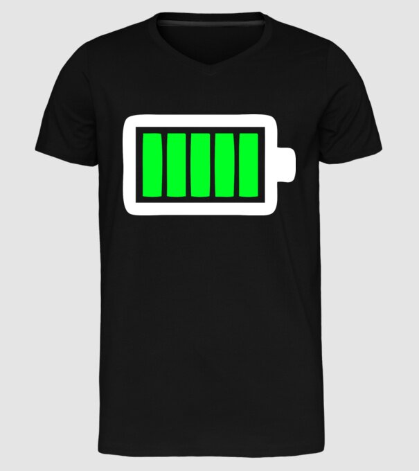 Nivel baterie complet model negru pe tricou