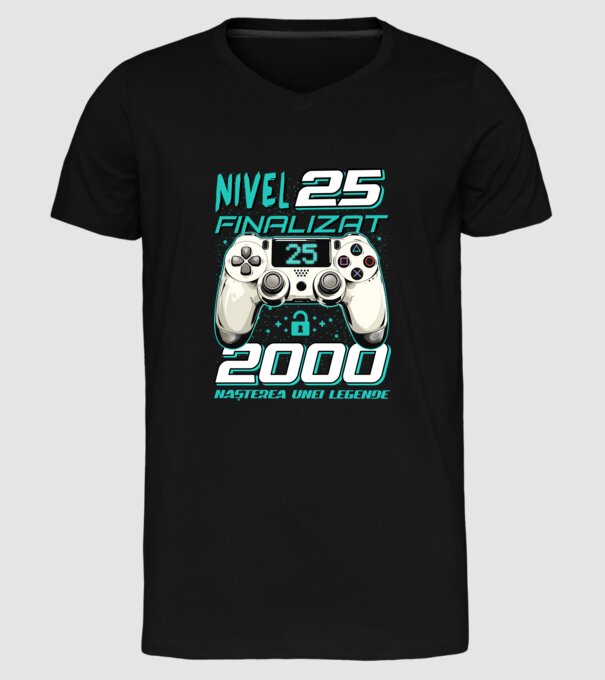Nivel finalizat 25 2000 model negru pe tricou