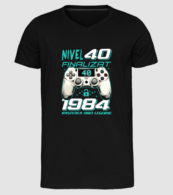 Nivel finalizat 40 1985 model negru pe tricou