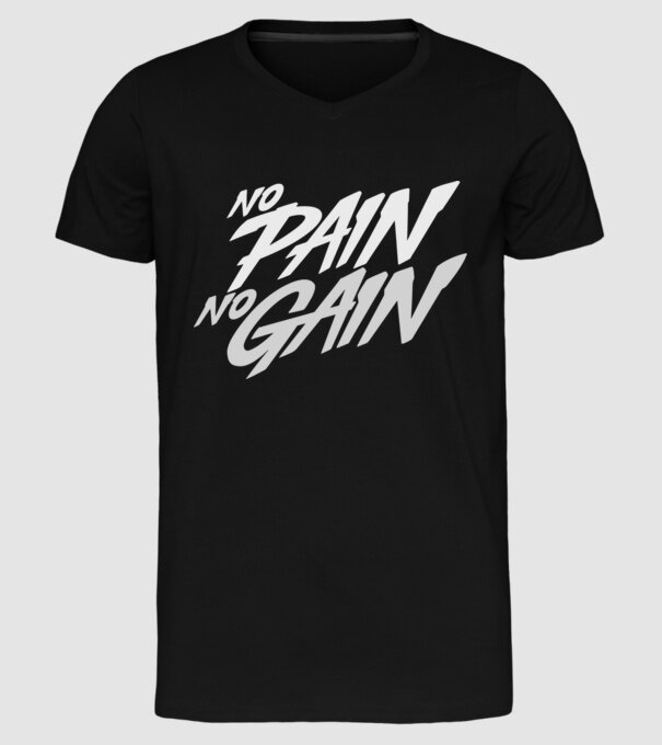 No Pain No Gain typography model negru pe tricou