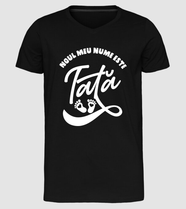 Noul meu nume este Tată model negru pe tricou