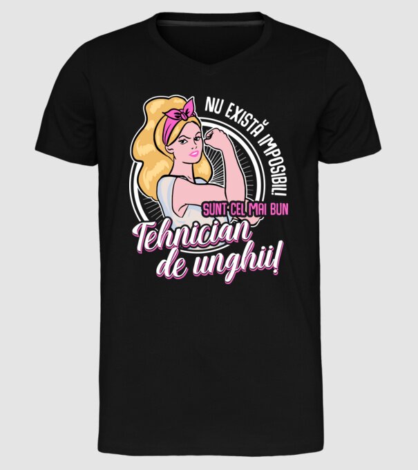 Nu există imposibil! Sunt cel mai bun tehnician de unghii! model negru pe tricou