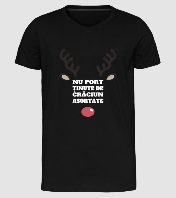 Nu port ținute de crăciun asortate crăciun chiar căprioară Negru model negru pe tricou
