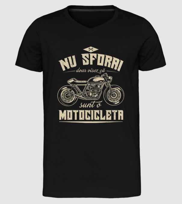 nu sforăi, doar visez că sunt o motocicletă model negru pe tricou