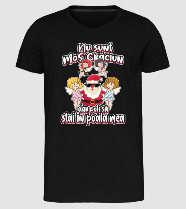 Nu sunt Moș Crăciun, dar poți să stai în poala mea model negru pe tricou