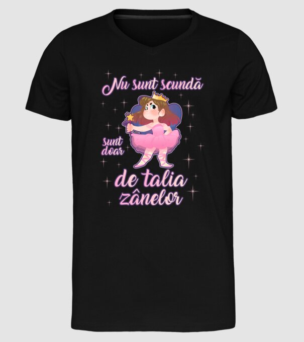 nu sunt scundă, sunt doar de talia zânelor model negru pe tricou