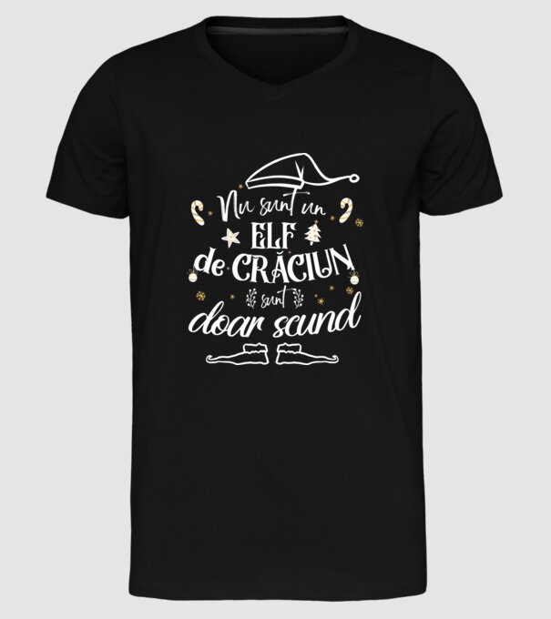 Nu sunt un elf de Crăciun, sunt doar scund Negru model negru pe tricou