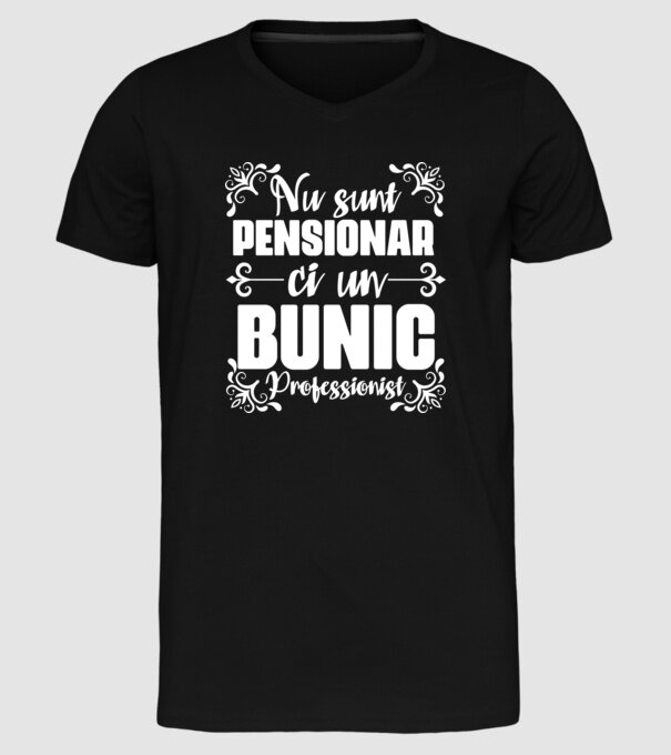 Nu sunt_pensionar, ci un bunic profesionist model negru pe tricou