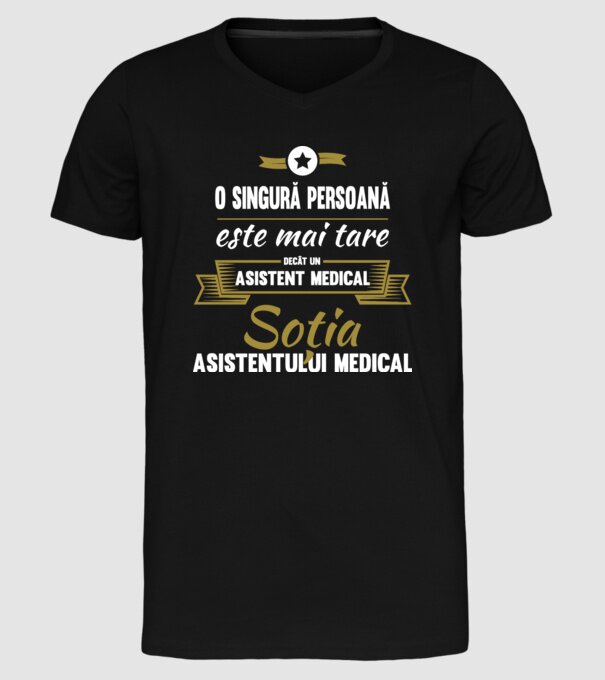 O singură persoană este mai tare decât un asistent medical, soția Asistentului medical model negru pe tricou