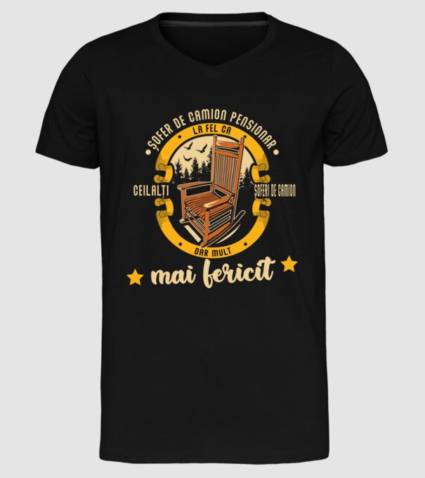 ȘOFER DE CAMION pensionar - la fel ca ceilalți șoferi de camion, dar mult mai fericit model negru pe tricou