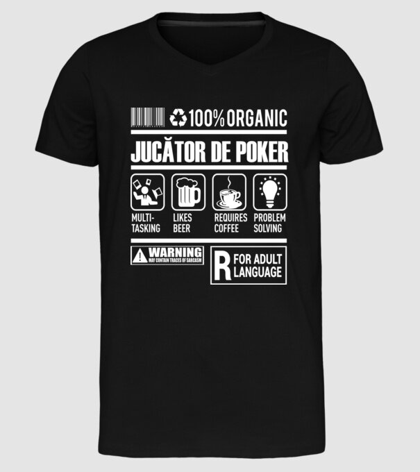 JUCĂTOR DE POKER model negru pe tricou