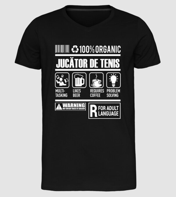 JUCĂTOR DE TENIS model negru pe tricou