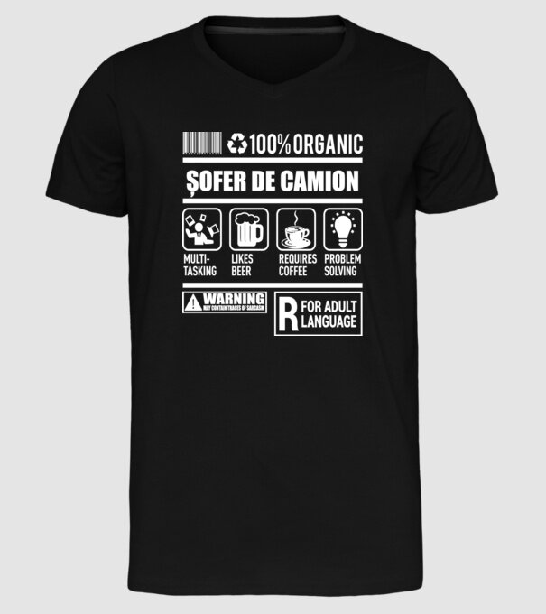 ȘOFER DE CAMION model negru pe tricou