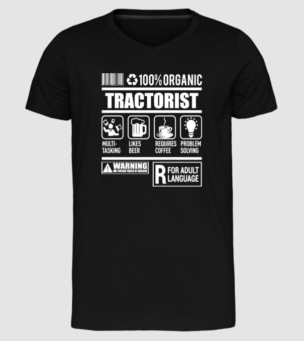 TRACTORIST model negru pe tricou