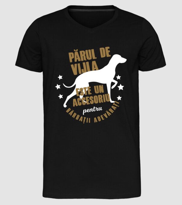 părul de vijla este un accesoriu pentru bărbații adevărați model negru pe tricou