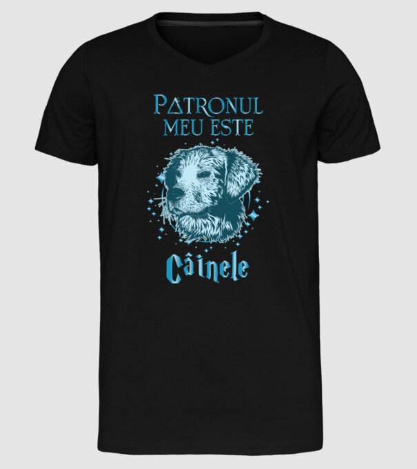 Patronul meu este CÂINELE model negru pe tricou