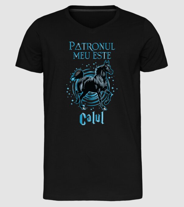 Patronul meu este CALUL model negru pe tricou