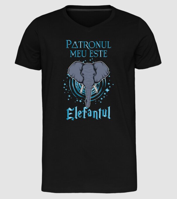 Patronul meu este ELEFANTUL model negru pe tricou