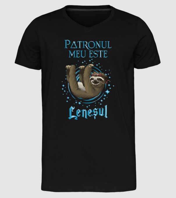 Patronul meu este LENEȘUL model negru pe tricou