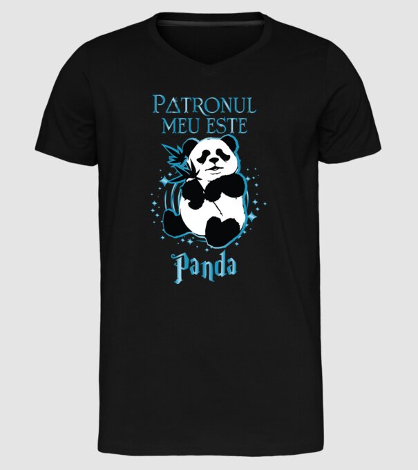 Patronul meu este PANDA model negru pe tricou