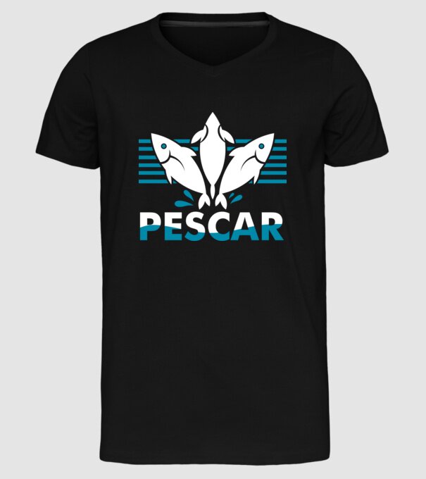 Pescar original model negru pe tricou