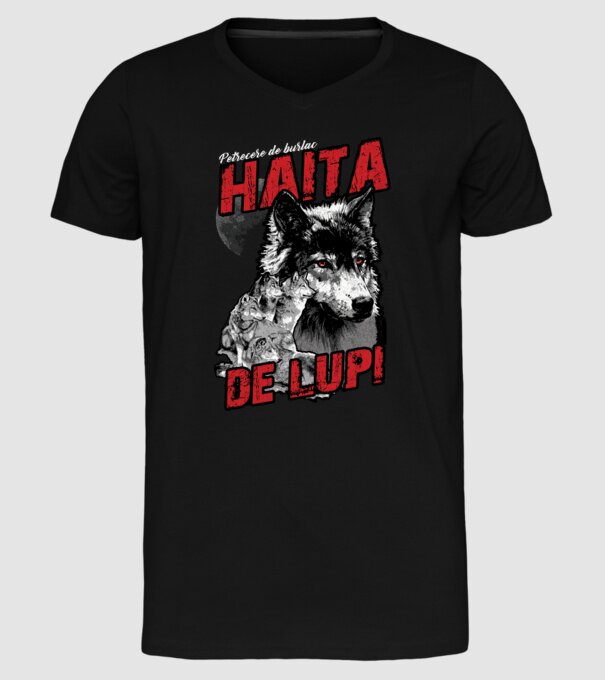 Petrecere de burlac - haită de lupi model negru pe tricou