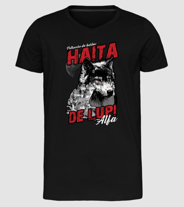 Petrecere de burlac - haită de lupi masculi alfa model negru pe tricou