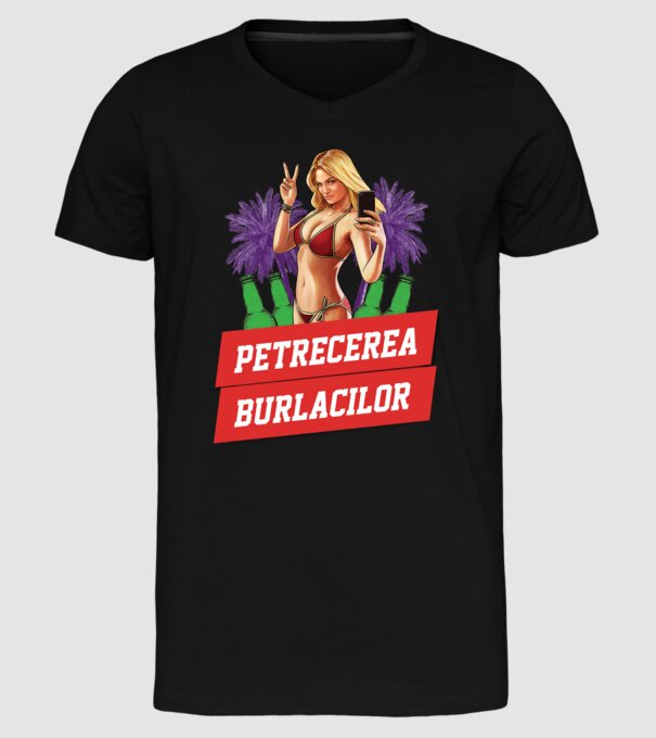 petrecerea burlacilor model negru pe tricou