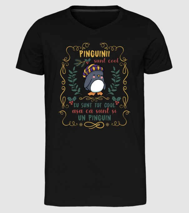 pinguinii sunt cool, eu sunt tot cool așa că sunt și un pinguin model negru pe tricou