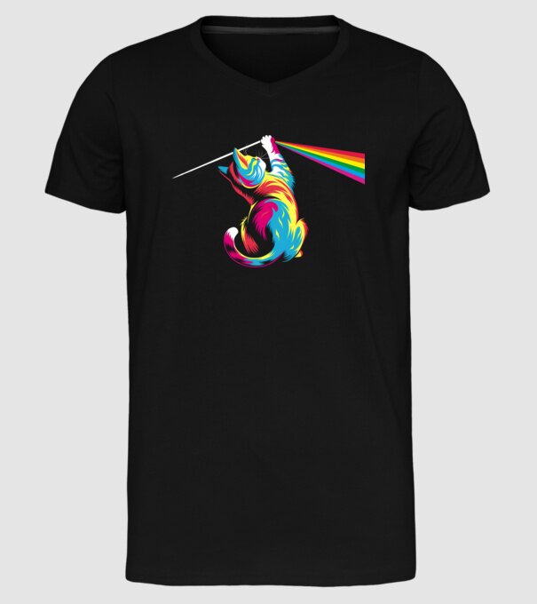 Pisica prismă model negru pe tricou