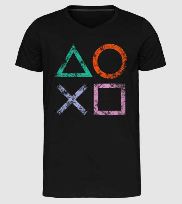 PlayStation icon model negru pe tricou