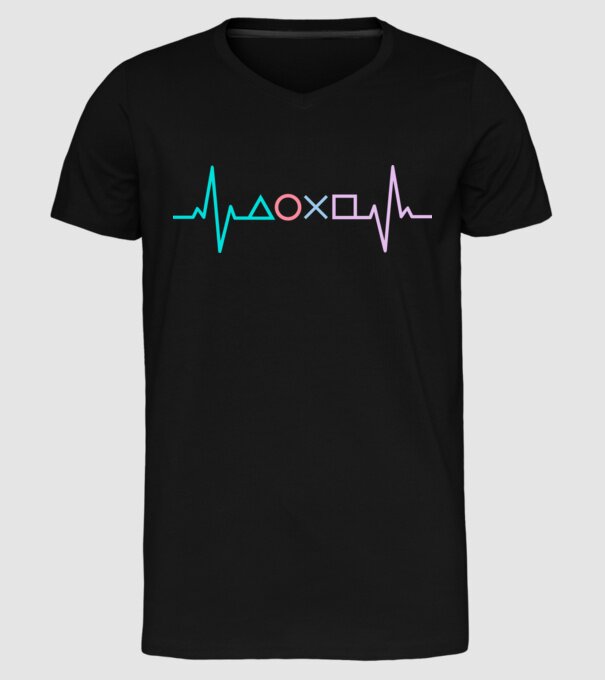 Playstation Symbols EKG model negru pe tricou