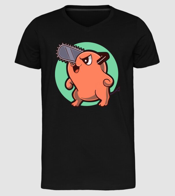 Pochita - ChainSawMan model negru pe tricou