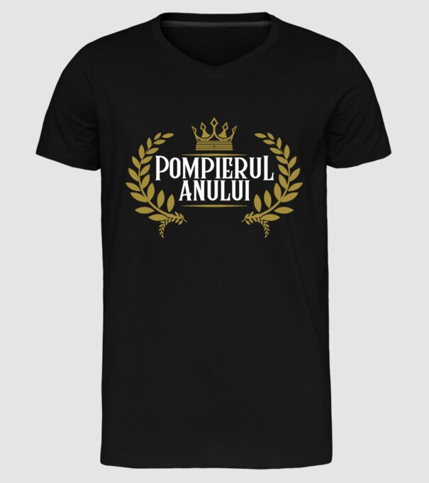 Pompierul anului model negru pe tricou