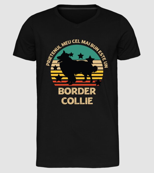 Prietenul meu cel mai bun este un border collie model negru pe tricou