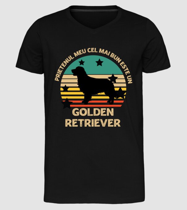 Prietenul meu cel mai bun este un golden retriever model negru pe tricou