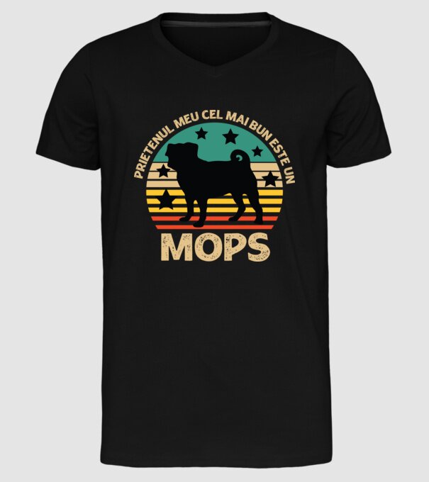 Prietenul meu cel mai bun este un mops model negru pe tricou