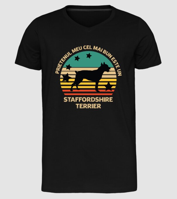 Prietenul meu cel mai bun este un staffi model negru pe tricou