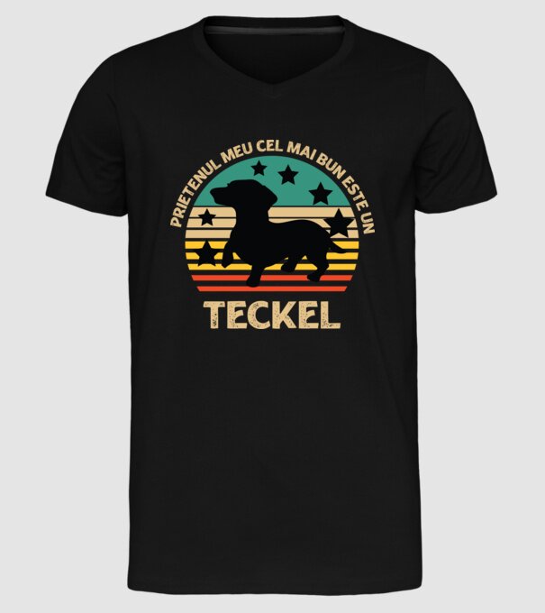 Prietenul meu cel mai bun este un teckel model negru pe tricou