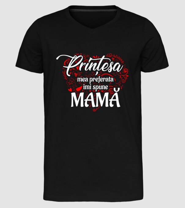 Prințesa mea de basm îmi spune mamă model negru pe tricou