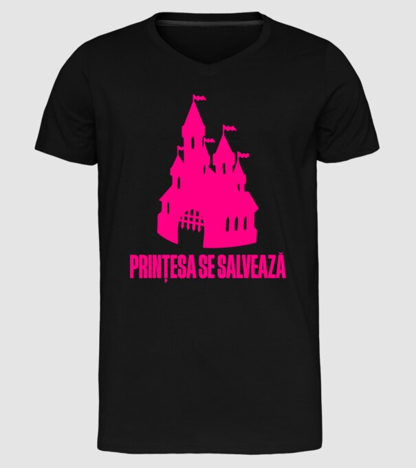 Prințesa se salvează model negru pe tricou