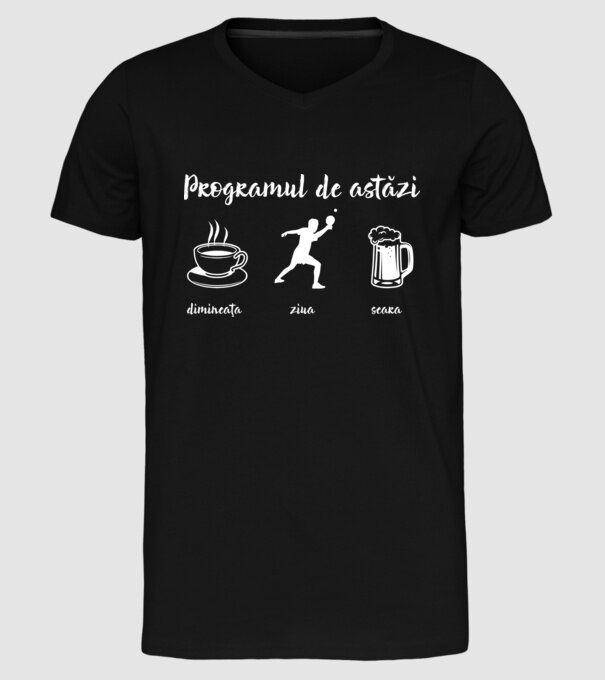 programul de astăzi: dimineața, ziua, seara model negru pe tricou