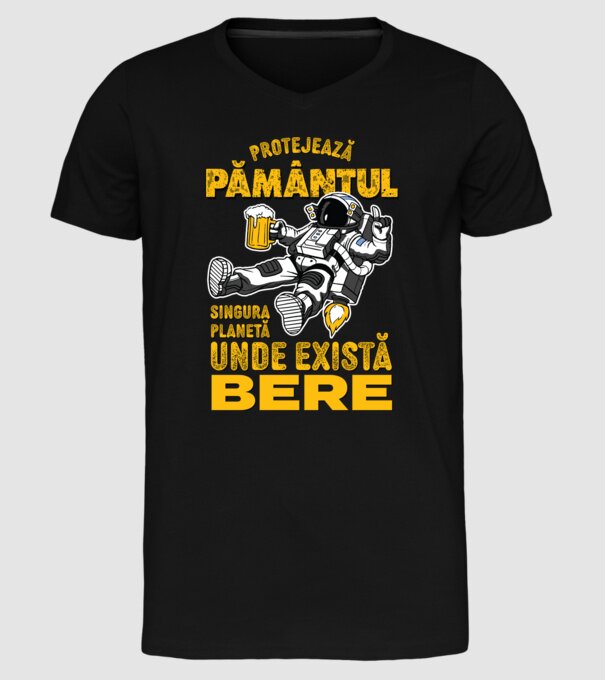 Protejează Pământul, singura planetă unde există bere model negru pe tricou