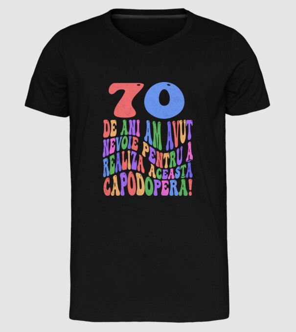 Realiza această capodoperă 70 model negru pe tricou