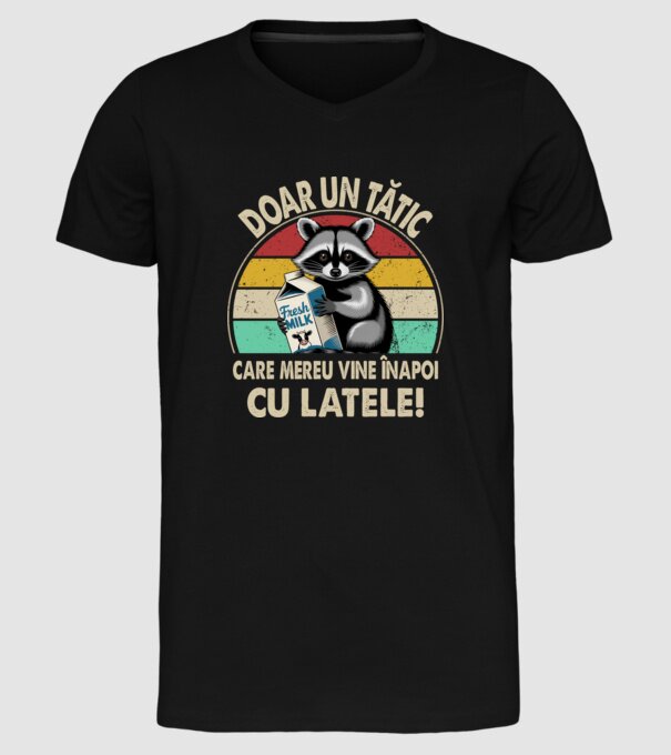 Retro Apa aki visszajött a tejjel RO model negru pe tricou