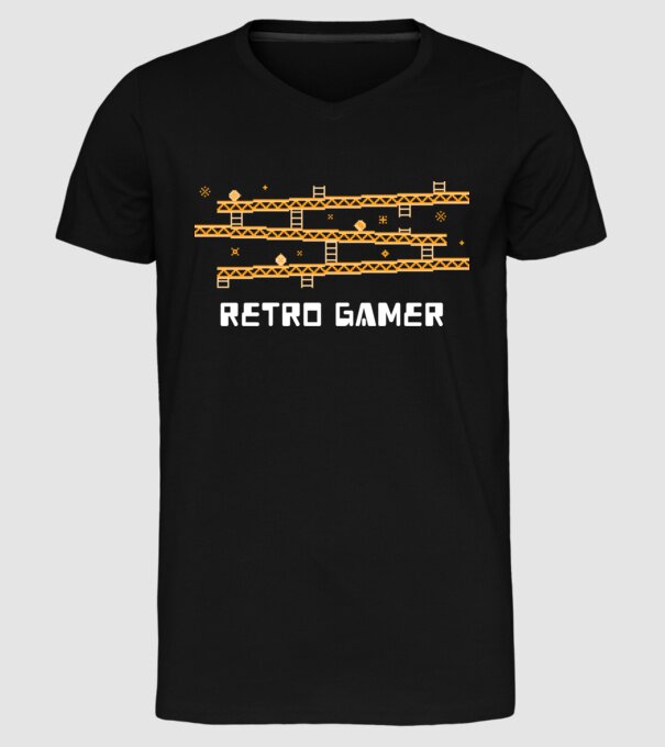 Retro gamer 2 model negru pe tricou